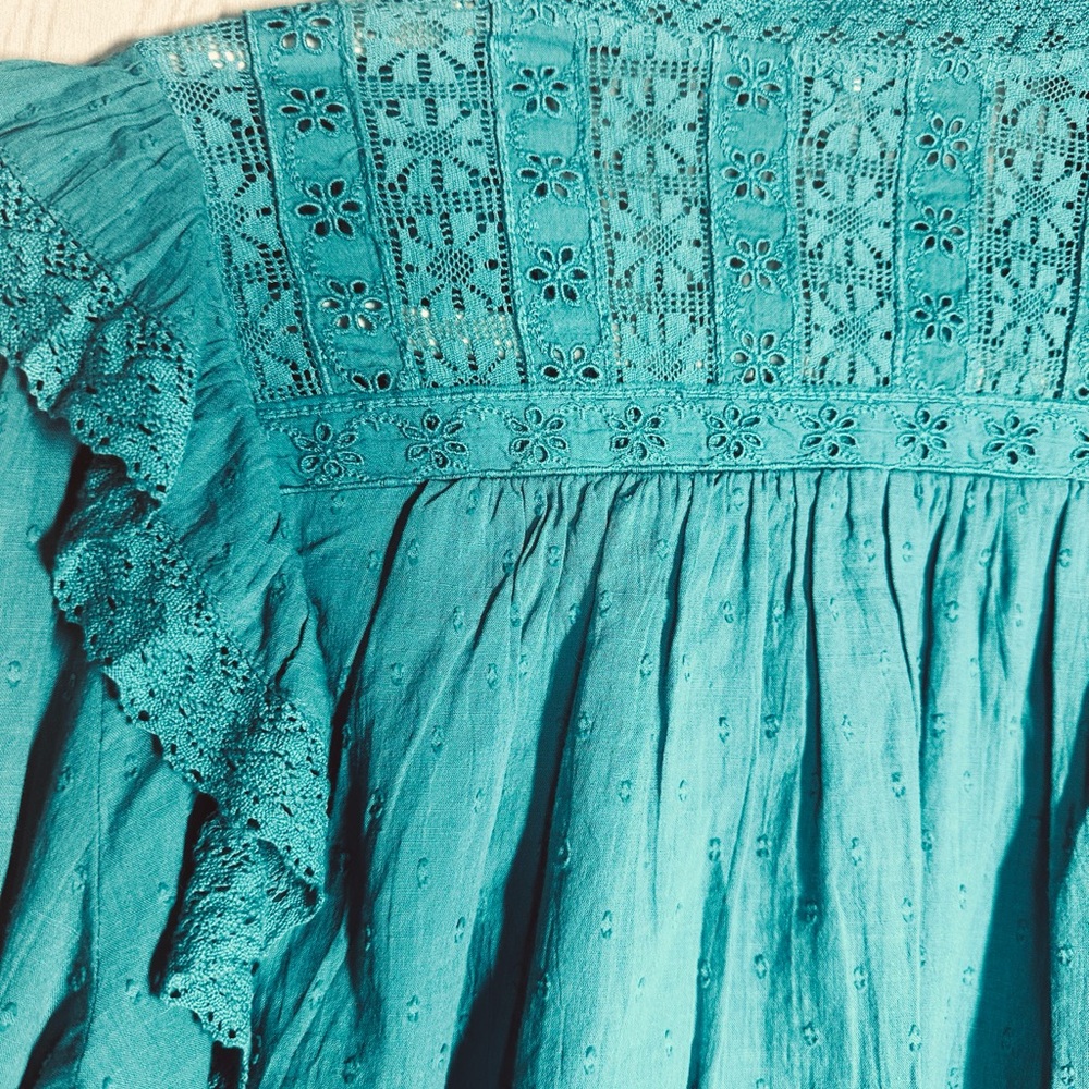 Free People Turquoise Ruffle Blouse - Picture 11 of 11